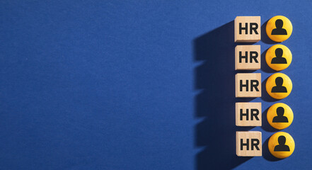 HR on wooden cubes. Human resources. Management