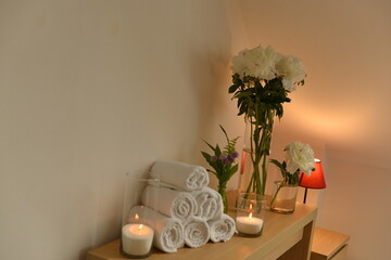 interior of a room with flowers