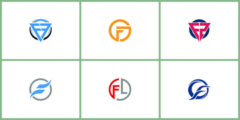 set of initial letter logo f inside circle shape, of, F inside o rounded lowercase monogram