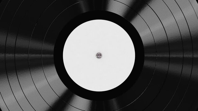 Realistic seamless looping 3D animation of the white label vinyl record rendered in UHD as motion background