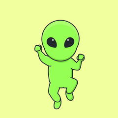 alien astronaut  galaxy universe space robot interstellar cute character vector icon cartoon doodle