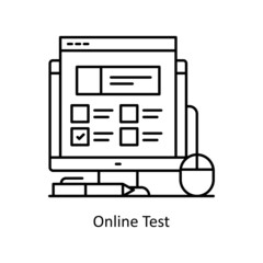 Online Test vector Outline Icon Design illustration. Training Symbol on White background EPS 10 File