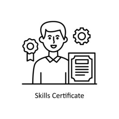 Skills Certificate vector Outline Icon Design illustration. Training Symbol on White background EPS 10 File
