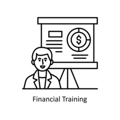 Financial Training vector Outline Icon Design illustration. Training Symbol on White background EPS 10 File