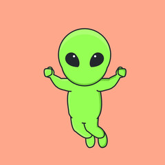 alien astronaut  galaxy universe space robot interstellar cute character vector icon cartoon doodle