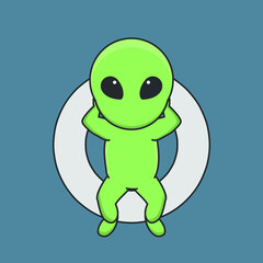 alien astronaut  galaxy universe space robot interstellar cute character vector icon cartoon doodle