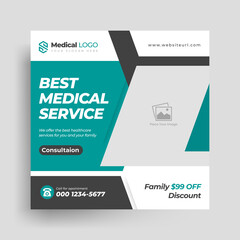 Medical and healthcare social media post | Instagram post banner | creative layout | hospital and clinic banner design template