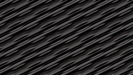 Obraz premium Black geometric background, shiny pattern made of smooth soft material, empty abstract texture with flowing stripes