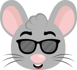 Vector illustration of the face of a cartoon mouse with sunglasses