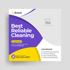 Modern and creative cleaning service social media post design | web banner layout | square flyer | Instagram post design template