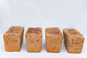bread baked with rye flour on a white background