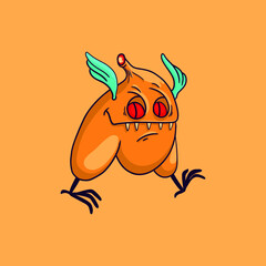 Food monster is an evil headless chicken carcass. Crazy illustration for design or textile print