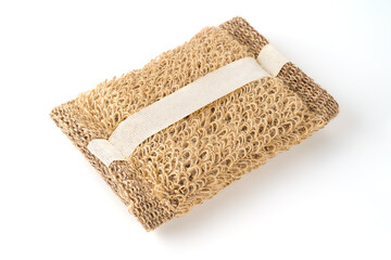 Jute brown washcloth isolated on white