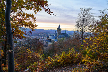 Sunset at Castle Wernigerode in Autumn