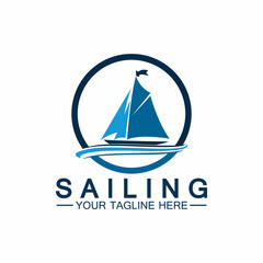 Sailing boat logo Template vector