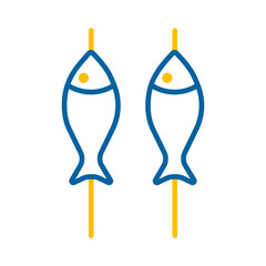 Fish roast on the barbecue grill vector icon