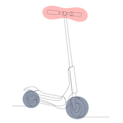 scooter drawing by one continuous line, sketch, vector
