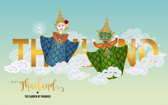 Thailand travel concept The Most Beautiful Places To Visit In Thailand in flat style in flat design color.