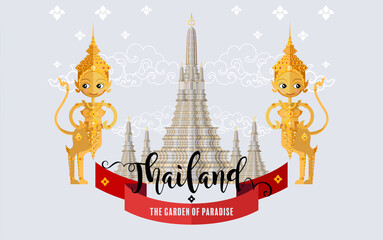 Thailand travel concept The Most Beautiful Places To Visit In Thailand in flat style in flat design color.