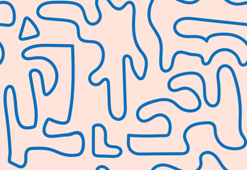 Seamless pattern with abstract outline organic shapes. Vector hand drawn background in minimalist boho doodle style