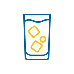 Glass of water with ice vector icon