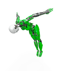 amazing robot is doing a stunt