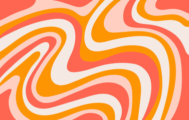 Abstract horizontal background with colorful waves. Trendy vector illustration in style retro 60s, 70s. - obrazy, fototapety, plakaty