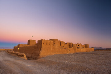 Saryazd Castle in Iran at sunset. Saryazd Fortress has been one of the oldest and biggest safety deposit boxes of Iran and the world