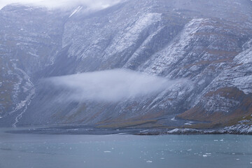 Fototapeta premium Foggy day at Glacier Bay National Park, Alaska 