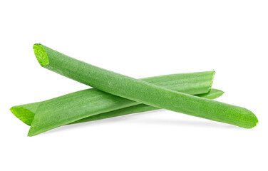 Chopped fresh green onions isolated on a white background. Fresh cut chives.