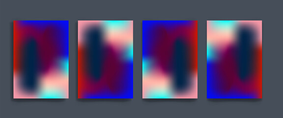 Blurred backgrounds set with modern abstract blurred color gradient patterns. Smooth templates collection for brochures, posters, banners, flyers and cards. Vector illustration. © semarjowodesign