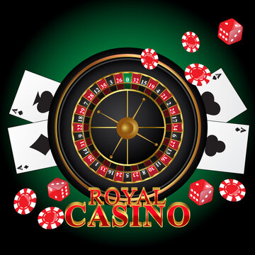 casino roulette table, Casino roulette in black and gold style with poker card, casino vector 
