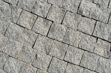 the Top view on paving stone road