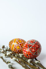 easter eggs on a white background. Ukrainian traditional Easter egg. 