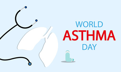 World Asthma Day inhaler lungs, vector art illustration.