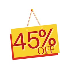 45% off yellow and red online shopping bag design (discount percentage 