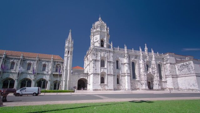 The Jeronimos Monastery or Hieronymites Monastery is located in Lisbon, Portugal timelapse hyperlapse