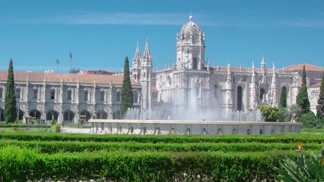 The Jeronimos Monastery or Hieronymites Monastery in Lisbon, Portugal timelapse hyperlapse