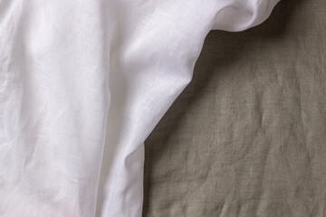 Abstract linen fabric texture background. Crumpled natural linen organic eco textiles canvas...