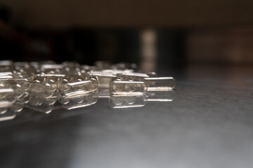 capsule filling machine. Transparent capsules for dietary supplements.