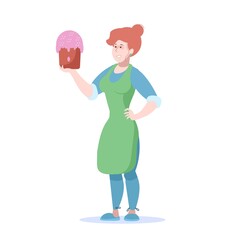 girl stands with a cake-2