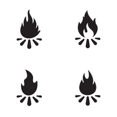 Set of burning firewood, Modern style. Vector illustration