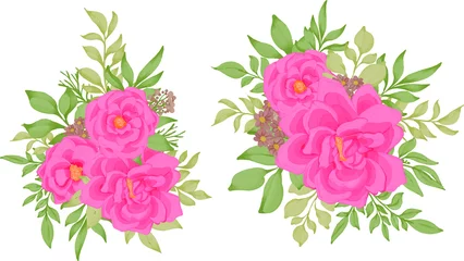 Gardinen pink rose flower watercolor arrangement clipart © MchDesignFactory