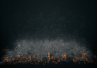 3d illustration smoke with fire particles, heat, dark © Carlos Nin Gómez