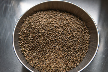 marijuana grain macro photo. Legalization of cannabis cultivation worldwide.