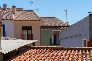 Colorful houses and buildings in the tourist town of Villajoyosa, Alicante (Spain)