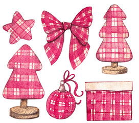 watercolor christmas set isolated elements