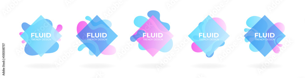 Wall mural fluid background set abstract graphic design elements. minimalistic trendy template