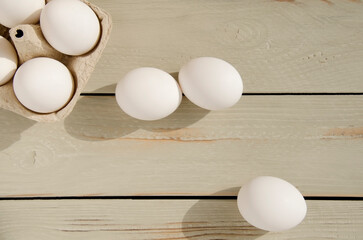 Eggs a wooden background
