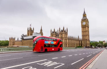 Papier Peint photo autocollant Bus rouge de Londres London Big Ben and the Red Bus